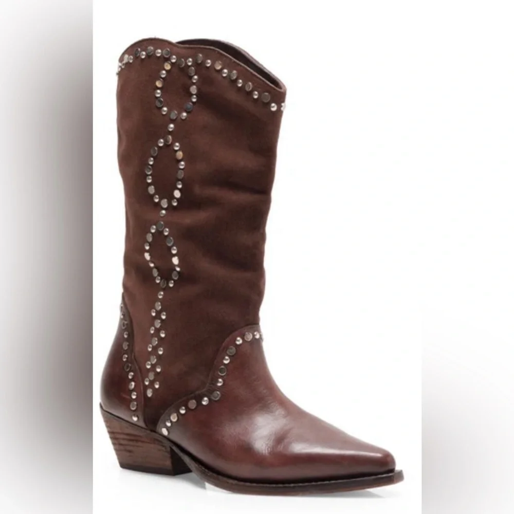 NWOT Free People Jackson Studded Western Bootie, Size 7.5